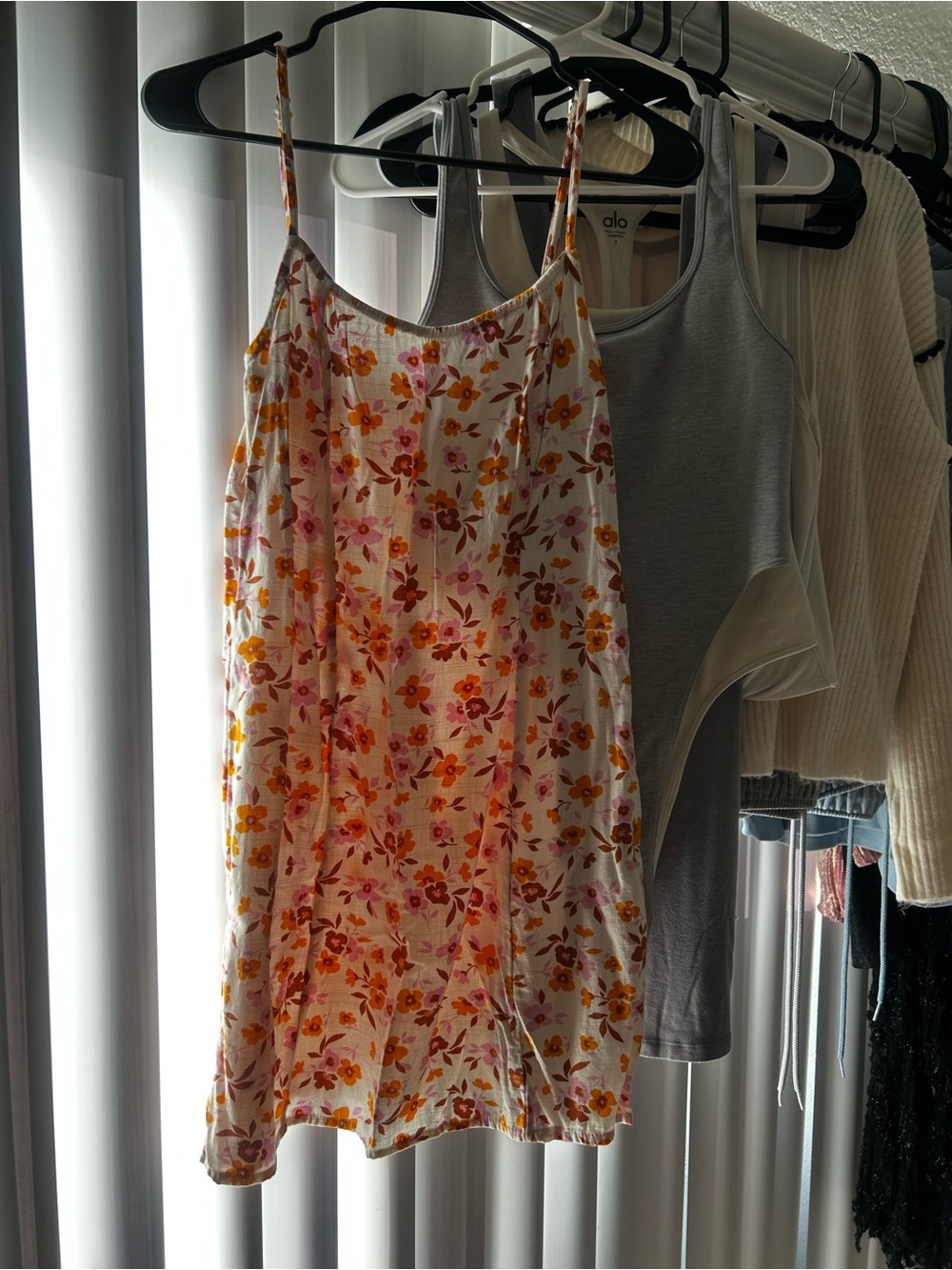 Floral Billabong Slip Dress with Orange & Pink Bloom